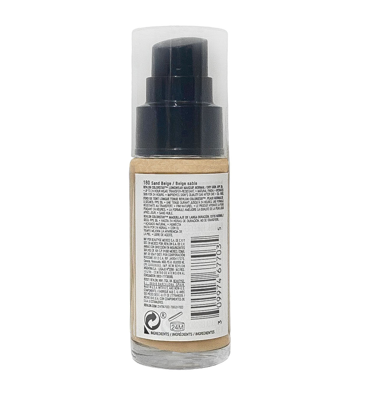Revlon ColorStay 24H Foundation w/ Hyaluronic Acid - 180 Sand Beige - 2 Pack