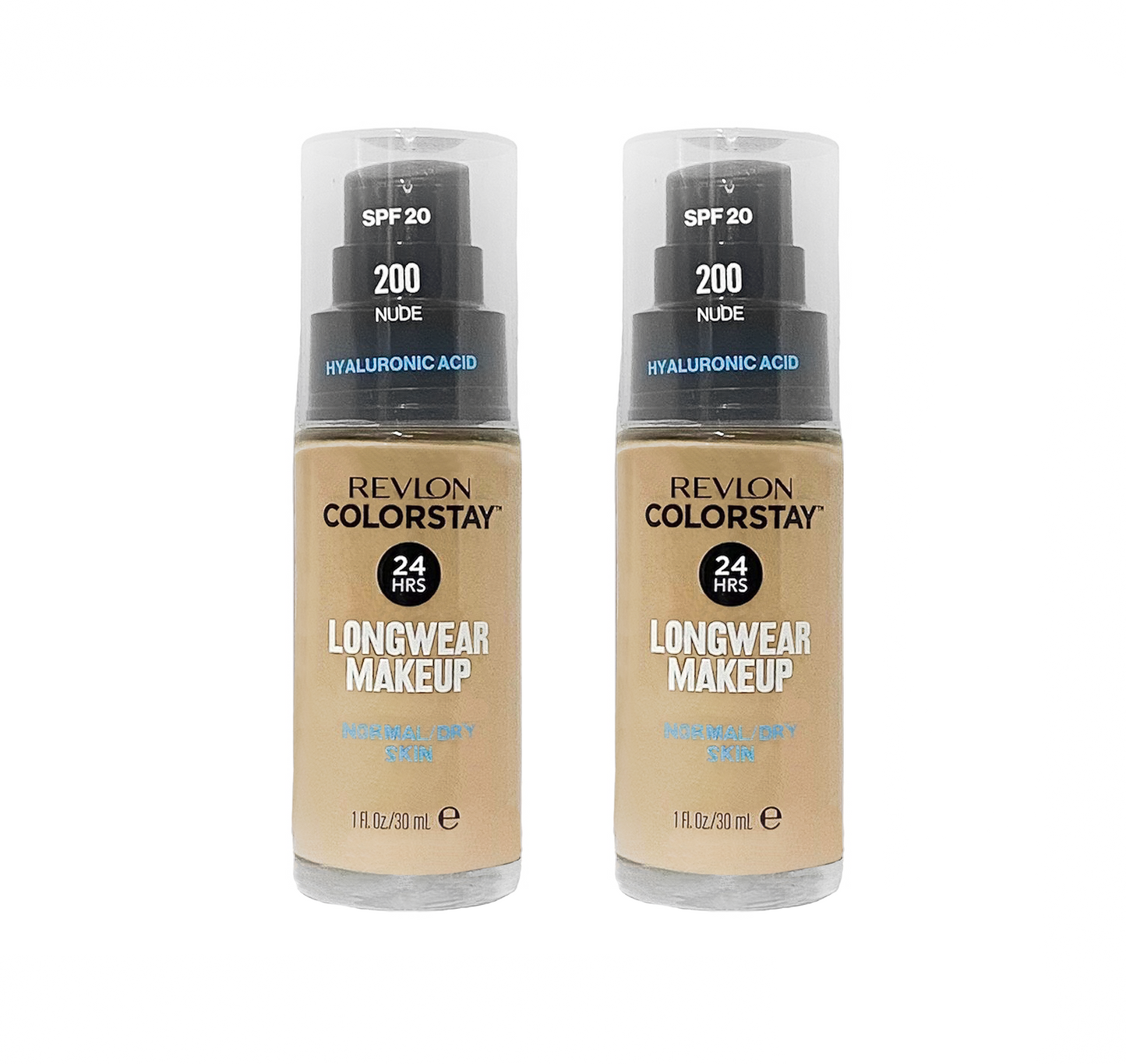 Revlon ColorStay 24H Foundation w/ Hyaluronic Acid - 200 Nude - 2 Pack
