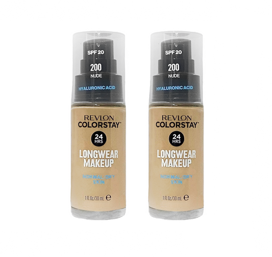 Revlon ColorStay 24H Foundation w/ Hyaluronic Acid - 200 Nude - 2 Pack