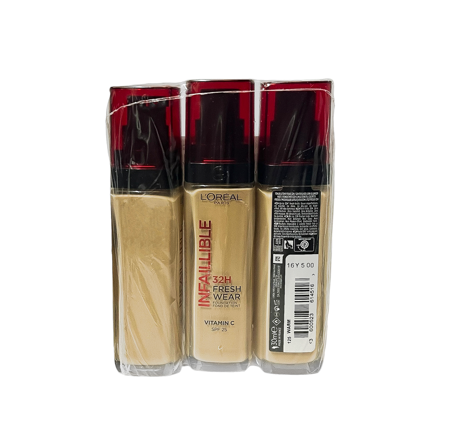 L'Oréal Paris Infallible 32H Fresh Wear Foundation 125 Warm - Pack Of 3