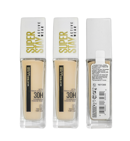 Maybelline Super Stay Activewear 30H Foundation - 03 True Ivory - Pack Of 3