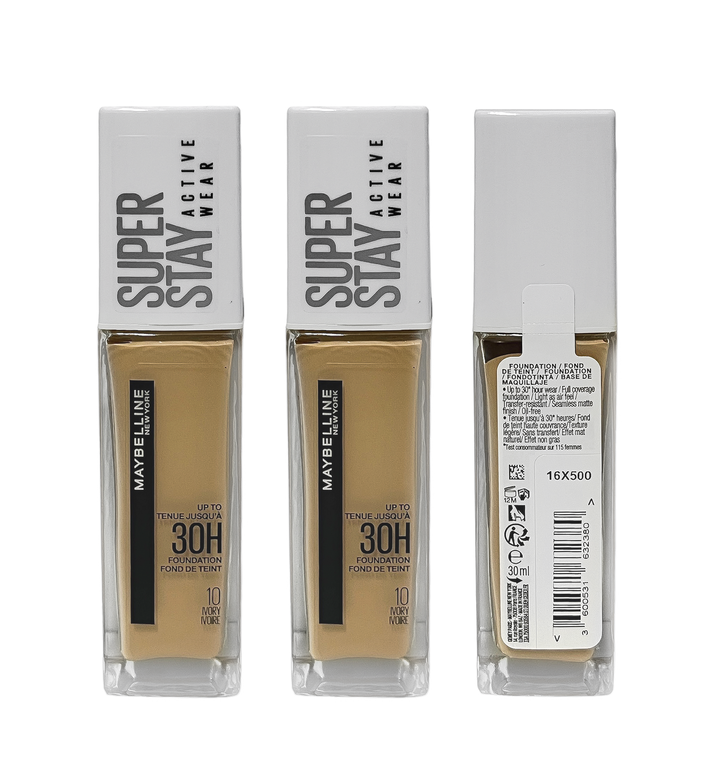 Maybelline Super Stay Activewear 30H Foundation - 10 Ivory - Pack Of 3