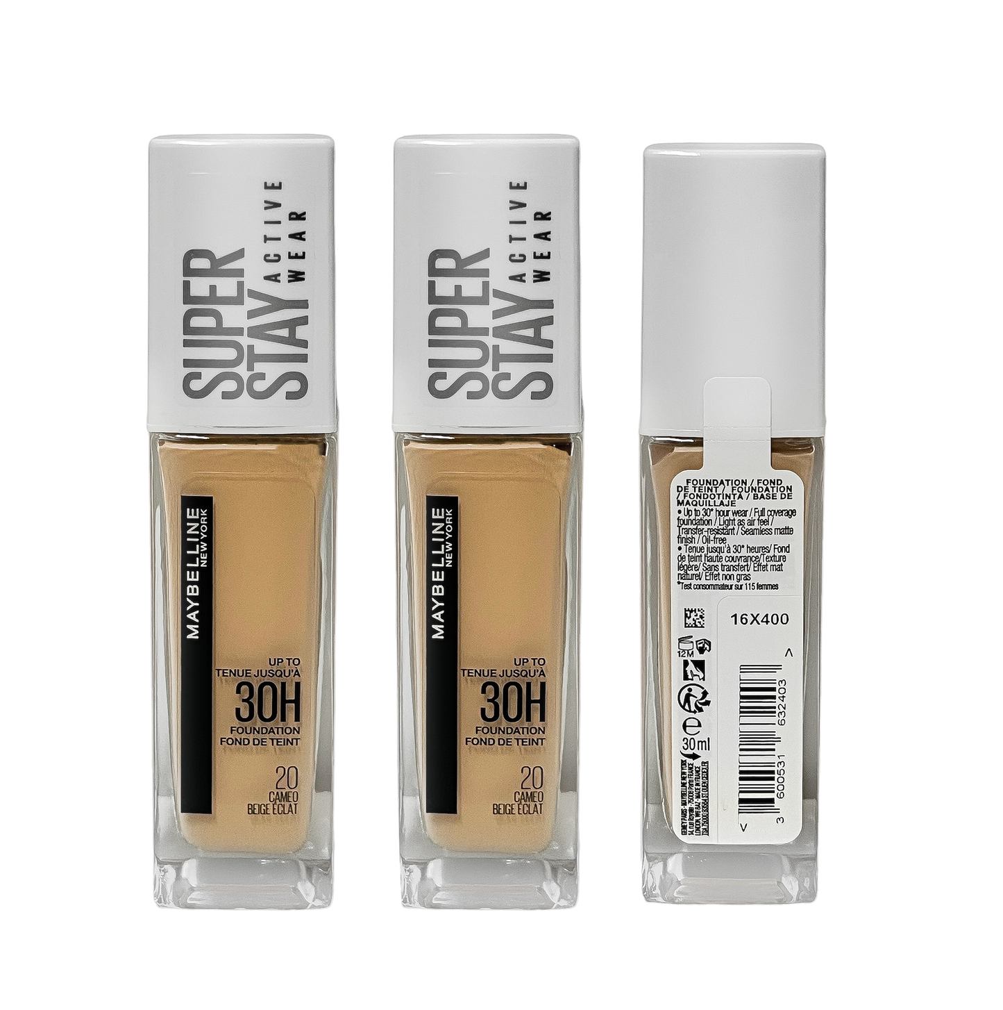 Maybelline Super Stay Activewear 30H Foundation - 20 Cameo - Pack Of 3