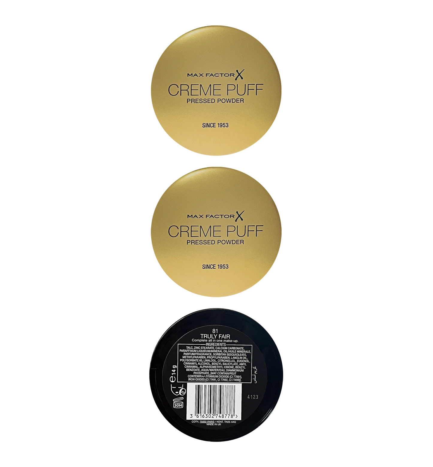 Max Factor Creme Puff Pressed Powder - 81 Truly Fair - Pack Of 3