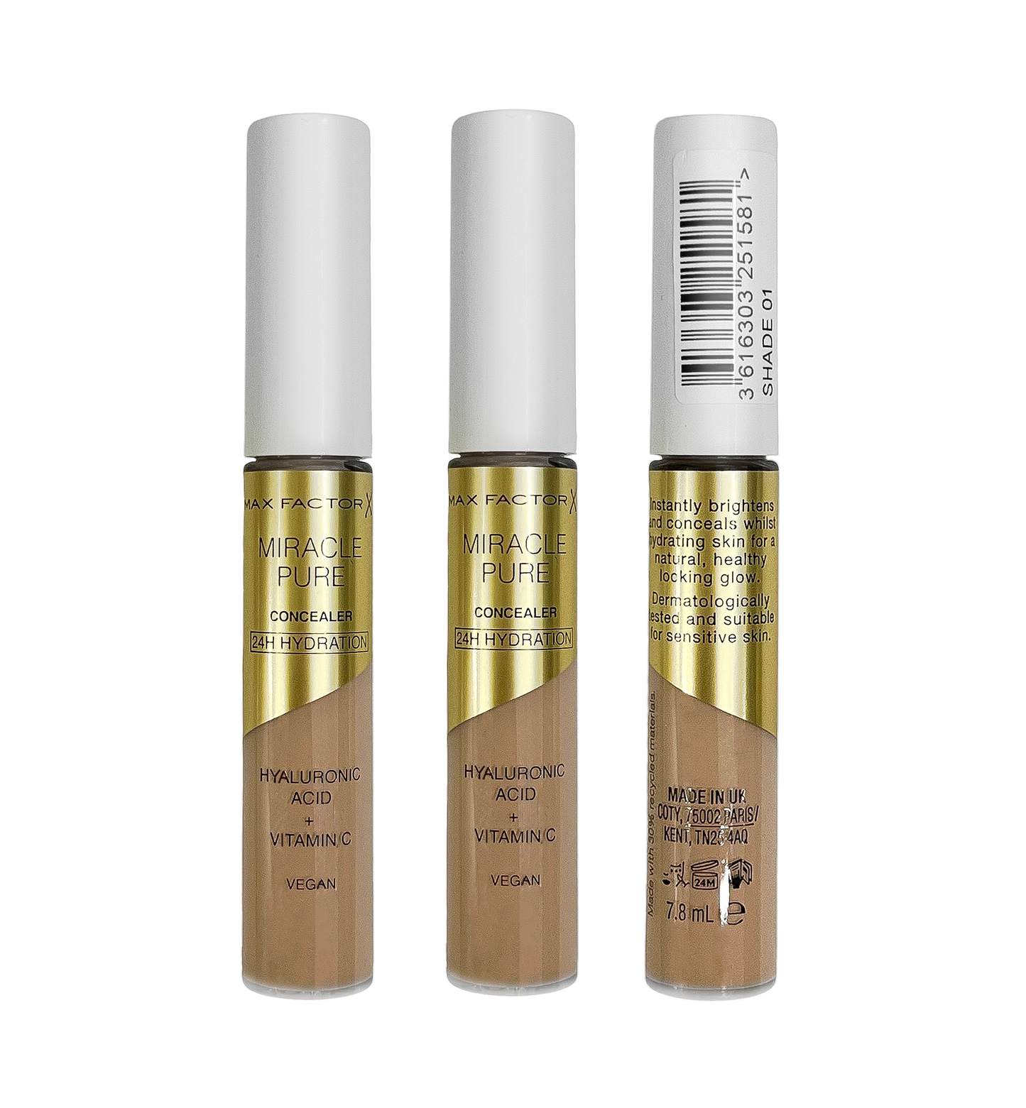 Max Factor Miracle Pure Concealer - Shade 01 - Pack Of 3