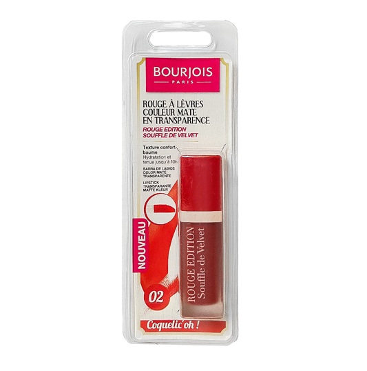 Bourjois Rouge Edition Souffle De Velvet Matte Lipstick - 02 Coquelic' Oh! - Sold Individually