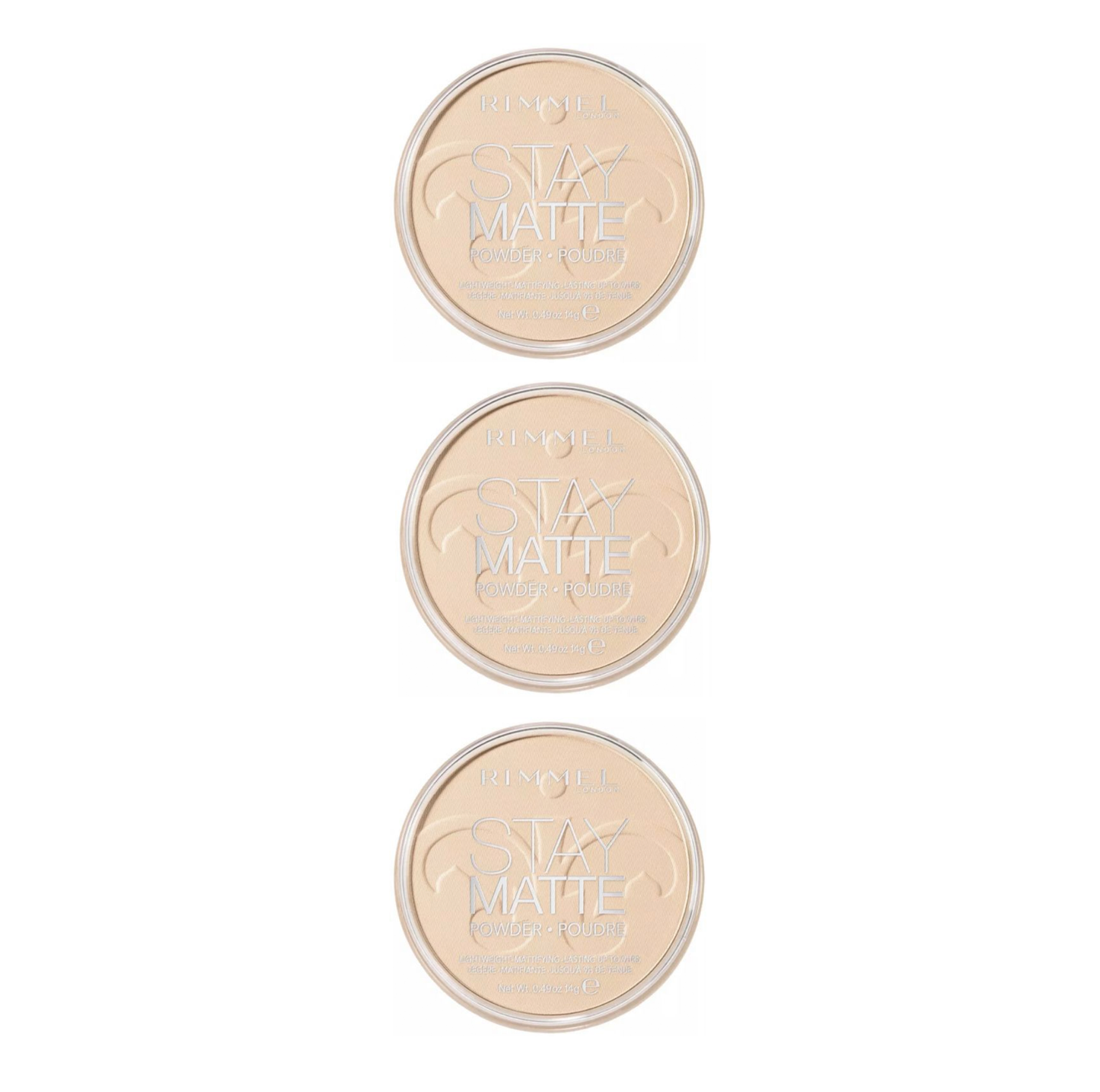 Rimmel Pressed Powder Stay Matte - 001 Transparent - 3 Pack