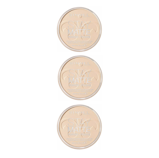 Rimmel Pressed Powder Stay Matte - 001 Transparent - 3 Pack