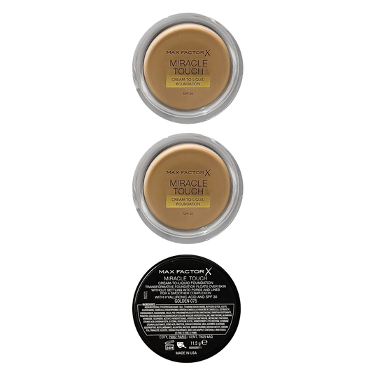 Max Factor Miracle Touch Cream To Liquid Foundation - Golden 075 - Pack Of 3