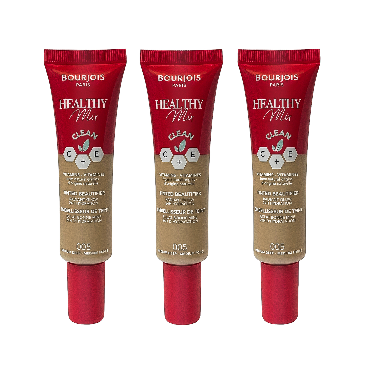 Bourjois Foundation Healthy Mix Tinted Beautyfier Tube - 30ml - 005 Medium Deep - Sold In 3 Pack