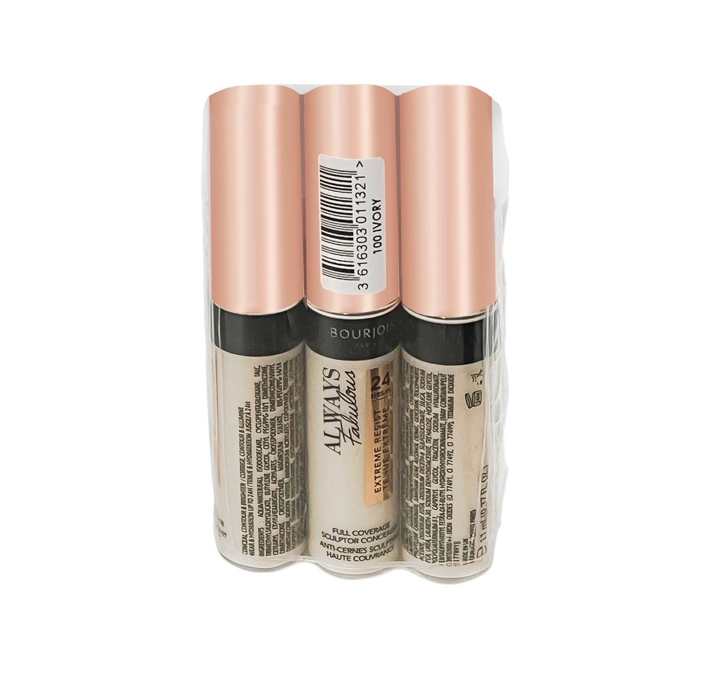 Bourjois Concealer Always Fabulous Extreme Resist 24H 11ml - 100 Ivory - Pack Of 3