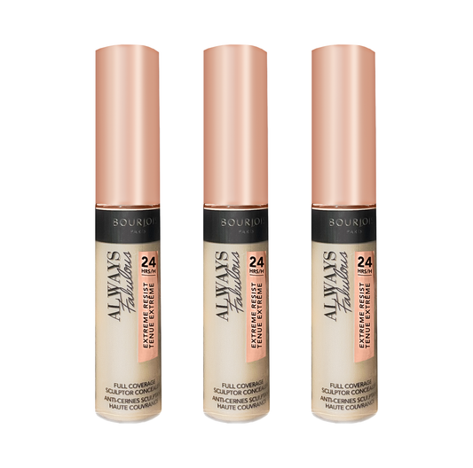 Bourjois Concealer Always Fabulous Extreme Resist 24H 11ml - 100 Ivory - Pack Of 3